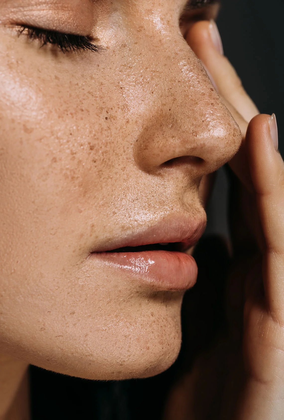 Close view of skin during a membership facial