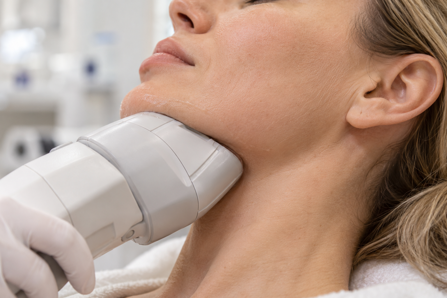 Thermage handpiece along the jaw